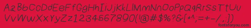 Czcionka Numbbunnywideita – czarne czcionki na czerwonym tle