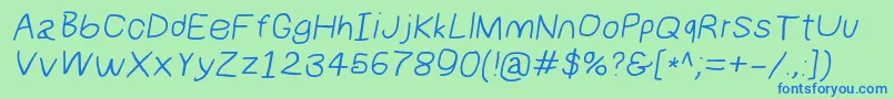 Numbbunnywideita Font – Blue Fonts on Green Background