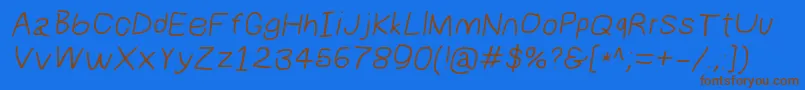 フォントNumbbunnywideita – 茶色の文字が青い背景にあります。