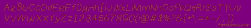 Numbbunnywideita-Schriftart – Braune Schriften auf violettem Hintergrund