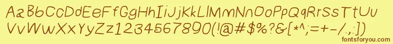 Numbbunnywideita Font – Brown Fonts on Yellow Background