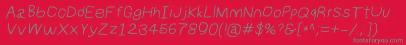 Numbbunnywideita-Schriftart – Graue Schriften auf rotem Hintergrund