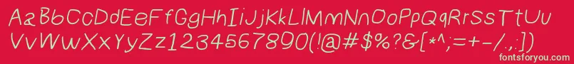 フォントNumbbunnywideita – 赤い背景に緑の文字
