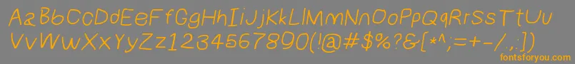 フォントNumbbunnywideita – オレンジの文字は灰色の背景にあります。