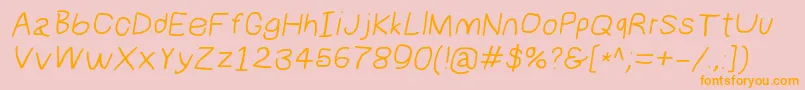 Numbbunnywideita-fontti – oranssit fontit vaaleanpunaisella taustalla