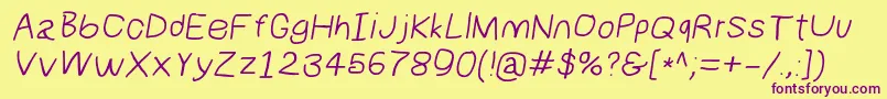 Numbbunnywideita Font – Purple Fonts on Yellow Background