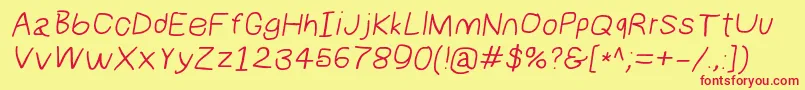 フォントNumbbunnywideita – 赤い文字の黄色い背景