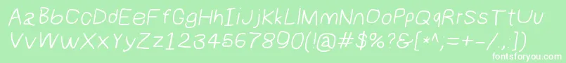 Numbbunnywideita-Schriftart – Weiße Schriften auf grünem Hintergrund