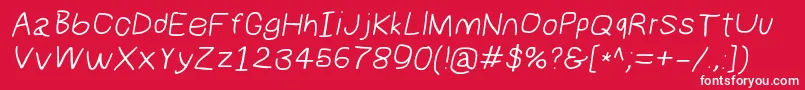 Шрифт Numbbunnywideita – белые шрифты на красном фоне