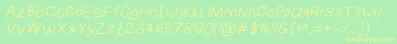 Fonte Numbbunnywideita – fontes amarelas em um fundo verde