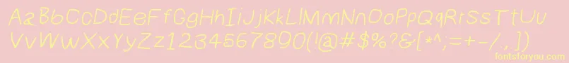 フォントNumbbunnywideita – 黄色のフォント、ピンクの背景
