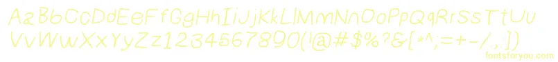 フォントNumbbunnywideita – 白い背景に黄色の文字