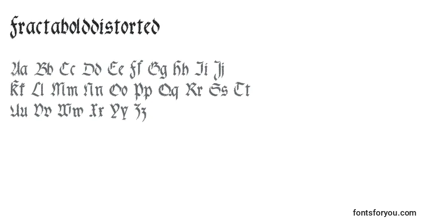 Czcionka Fractabolddistorted – alfabet, cyfry, specjalne znaki