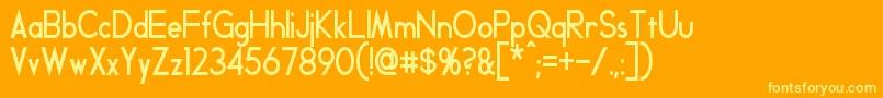 GeddesCondensedBold-fontti – keltaiset fontit oranssilla taustalla