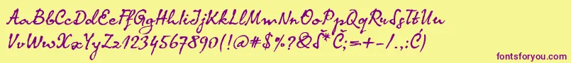 Komalatin Font – Purple Fonts on Yellow Background