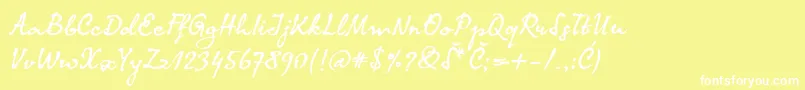 Komalatin Font – White Fonts on Yellow Background