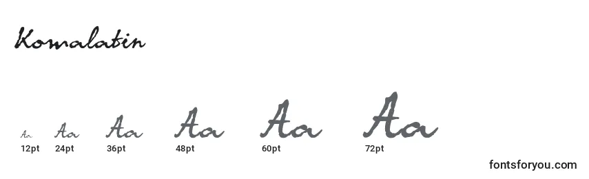 Размеры шрифта Komalatin