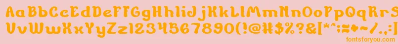 フォントChildrenStoriesBold – オレンジの文字がピンクの背景にあります。