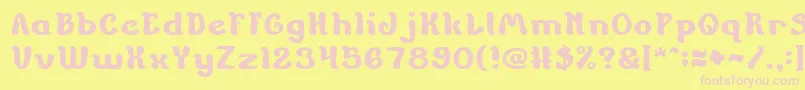 ChildrenStoriesBold-fontti – vaaleanpunaiset fontit keltaisella taustalla