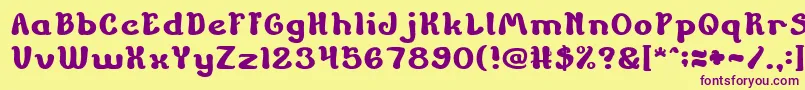 ChildrenStoriesBold-fontti – violetit fontit keltaisella taustalla