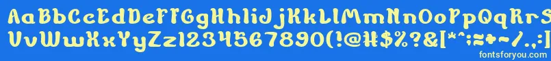 ChildrenStoriesBold-fontti – keltaiset fontit sinisellä taustalla
