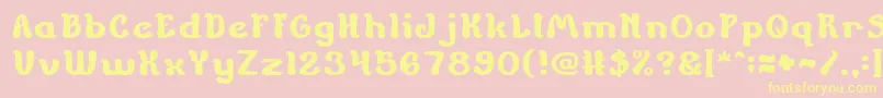 ChildrenStoriesBold-fontti – keltaiset fontit vaaleanpunaisella taustalla