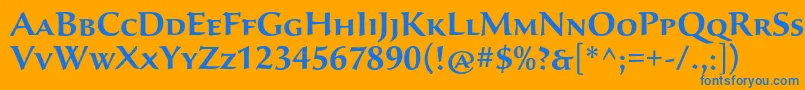 SavaproSemibold-Schriftart – Blaue Schriften auf orangefarbenem Hintergrund