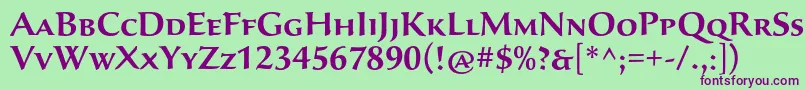 SavaproSemibold-fontti – violetit fontit vihreällä taustalla