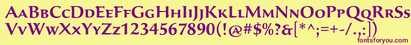SavaproSemibold-Schriftart – Violette Schriften auf gelbem Hintergrund