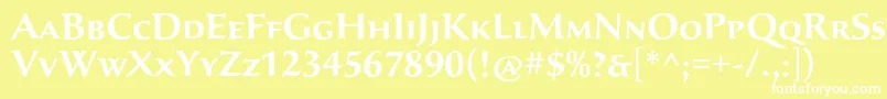 SavaproSemibold-Schriftart – Weiße Schriften auf gelbem Hintergrund