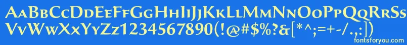 SavaproSemibold-fontti – keltaiset fontit sinisellä taustalla
