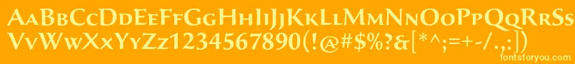 SavaproSemibold-Schriftart – Gelbe Schriften auf orangefarbenem Hintergrund