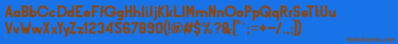 フォントBarqBold – 茶色の文字が青い背景にあります。