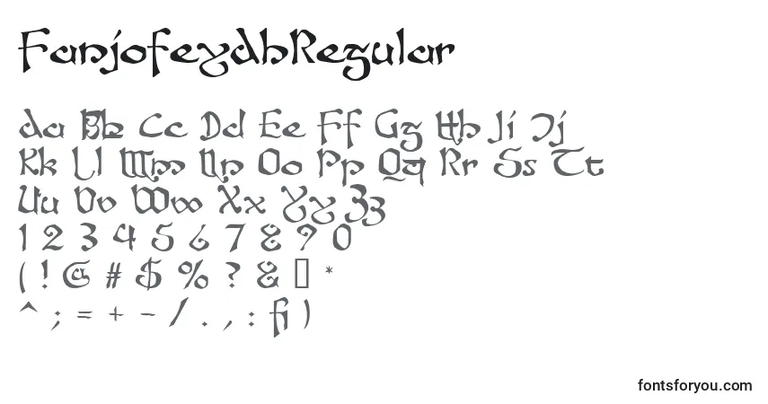 Schriftart FanjofeyAhRegular – Alphabet, Zahlen, spezielle Symbole