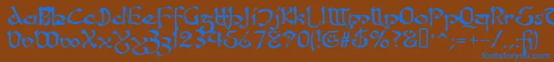 フォントFanjofeyAhRegular – 茶色の背景に青い文字