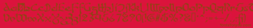 フォントFanjofeyAhRegular – 赤い背景に茶色の文字