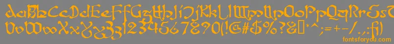 フォントFanjofeyAhRegular – オレンジの文字は灰色の背景にあります。