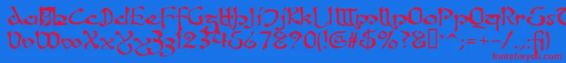 FanjofeyAhRegular Font – Red Fonts on Blue Background
