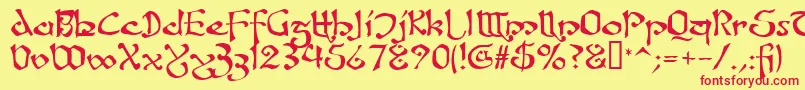 FanjofeyAhRegular Font – Red Fonts on Yellow Background