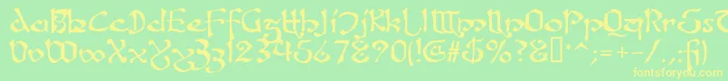 FanjofeyAhRegular Font – Yellow Fonts on Green Background