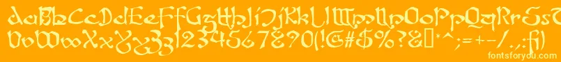 FanjofeyAhRegular-Schriftart – Gelbe Schriften auf orangefarbenem Hintergrund