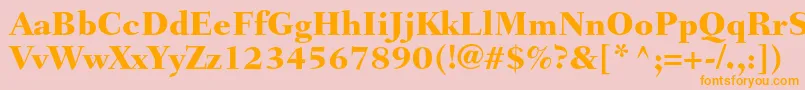 フォントFairfieldltstdHeavy – オレンジの文字がピンクの背景にあります。