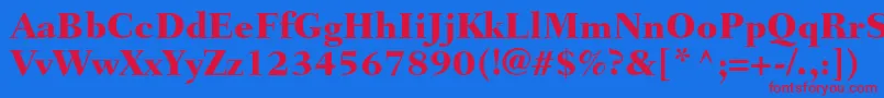 FairfieldltstdHeavy-fontti – punaiset fontit sinisellä taustalla