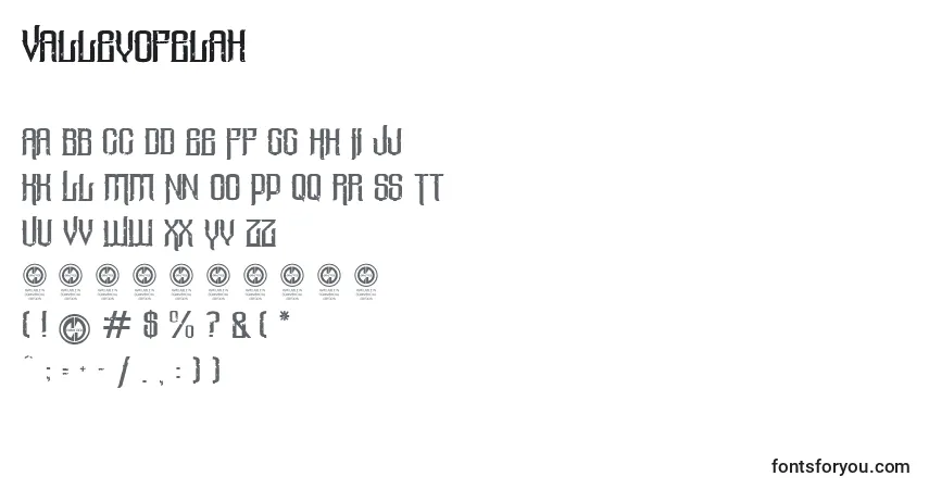 Czcionka Valleyofelah – alfabet, cyfry, specjalne znaki