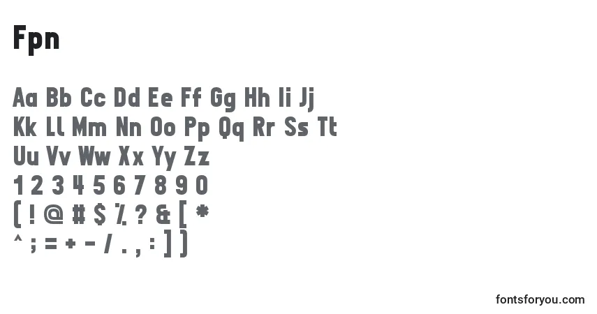 Schriftart Fpn – Alphabet, Zahlen, spezielle Symbole