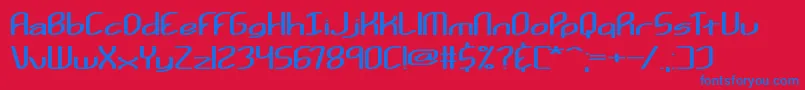 Kurvatur-Schriftart – Blaue Schriften auf rotem Hintergrund