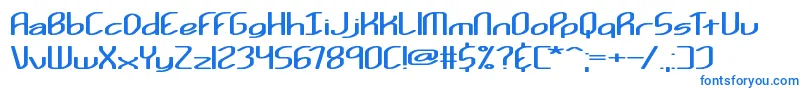 フォントKurvatur – 白い背景に青い文字