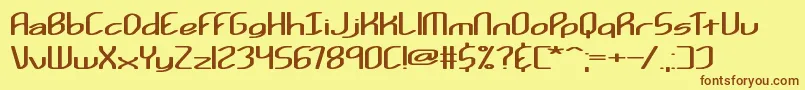 Kurvatur-Schriftart – Braune Schriften auf gelbem Hintergrund