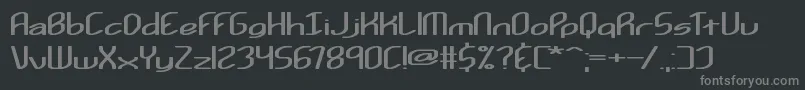 Kurvatur-fontti – harmaat kirjasimet mustalla taustalla