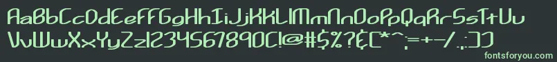 Kurvatur-fontti – vihreät fontit mustalla taustalla